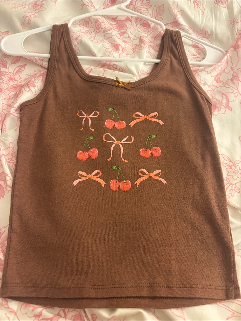 Girls Brown Cherry Tank Top